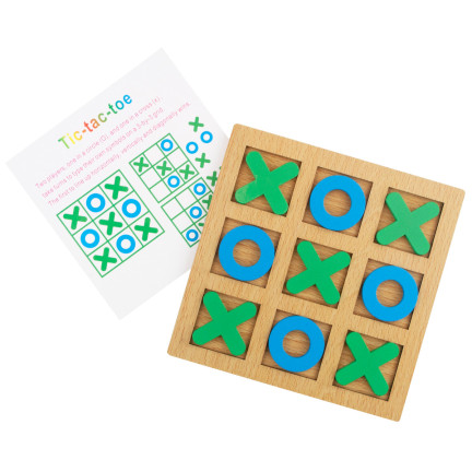 TG71381 Wooden Tic-Tac-Toe Game for Kids: Educational Logic Travel Game