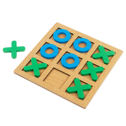 TG71381 Wooden Tic-Tac-Toe Game for Kids: Educational Logic Travel Game