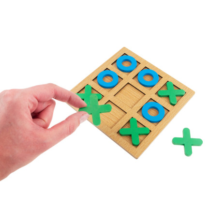 TG71381 Wooden Tic-Tac-Toe Game for Kids: Educational Logic Travel Game
