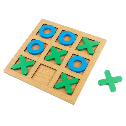 TG71381 Wooden Tic-Tac-Toe Game for Kids: Educational Logic Travel Game