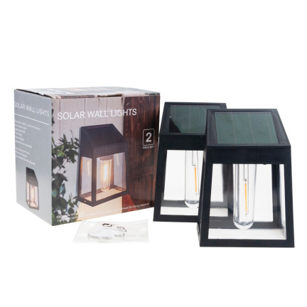 TG71390 SOLAR WANDLAMPE WANDLAMPE LED GLÜHBIRNE 2PCS DUSK SENSOR SOLAR