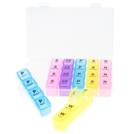 TG71403 MEDIKAMENTENKOFFER PILLENBOX ORGANIZER 7 TAGE WOCHE 4 TAGESZEITEN