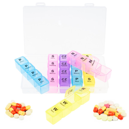 TG71403 MEDIKAMENTENKOFFER PILLENBOX ORGANIZER 7 TAGE WOCHE 4 TAGESZEITEN