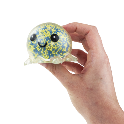 TG71661 Leuchtquietsche, Krakenquietsche mit Styroporkugeln, Antistress, LED-Quietsche