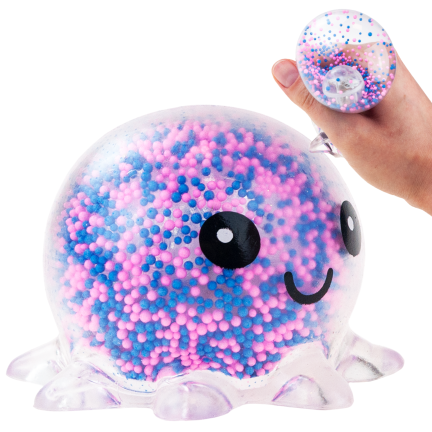 TG71661 Leuchtquietsche, Krakenquietsche mit Styroporkugeln, Antistress, LED-Quietsche