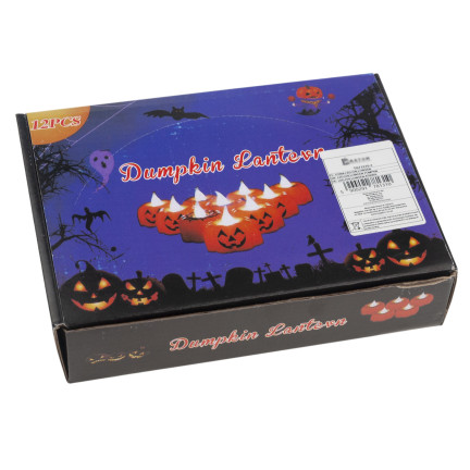 TG73370-1 LED KÜRBIS KERZEN HALLOWEEN LANTERNS DEKORATION SATZ VON 12PCS MIT BATTERIEN