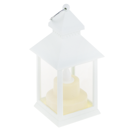 TG73372-1 Weiße LED-Laterne, Laterne mit Kerze, batteriebetriebene Laterne, Flamme