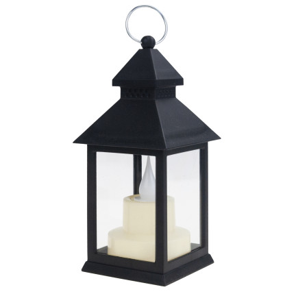 TG73372-2 LATERNE LED-LATERNE MIT BATTERIE KERZE SCHWARZ BEWEGLICHE FLAMME