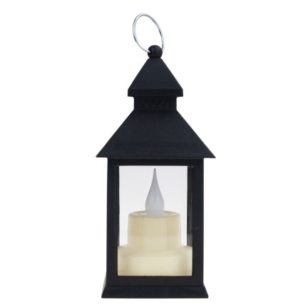 TG73372-2 LATERNE LED-LATERNE MIT BATTERIE KERZE SCHWARZ BEWEGLICHE FLAMME