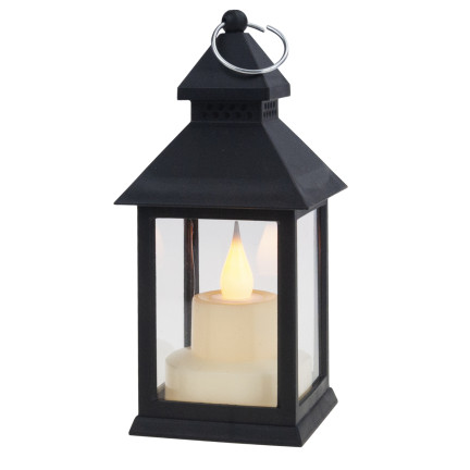 TG73372-2 LATERNE LED-LATERNE MIT BATTERIE KERZE SCHWARZ BEWEGLICHE FLAMME