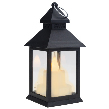 TG73372-2 LATERNE LED-LATERNE MIT BATTERIE KERZE SCHWARZ BEWEGLICHE FLAMME