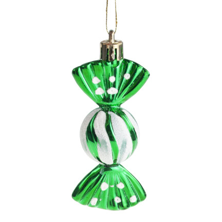 TG74290-2 KUGELN BONBONFARBEN ANHÄNGER ORNAMENT KUNSTSTOFF WEIHNACHTSBAUM 6PCS
