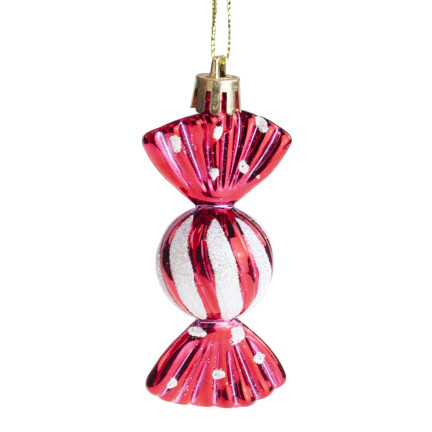 TG74290-2 KUGELN BONBONFARBEN ANHÄNGER ORNAMENT KUNSTSTOFF WEIHNACHTSBAUM 6PCS