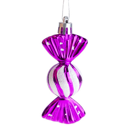 TG74290-2 KUGELN BONBONFARBEN ANHÄNGER ORNAMENT KUNSTSTOFF WEIHNACHTSBAUM 6PCS