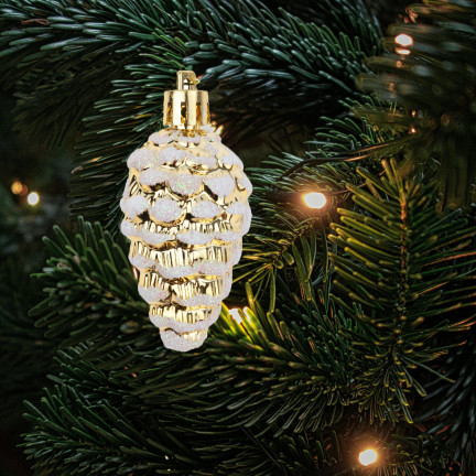 TG74291-2 WEIHNACHTSKUGELN SET TANNENZAPFEN ANHÄNGER 6 STÜCK FARBIG