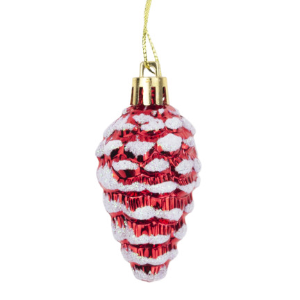 TG74291-2 WEIHNACHTSKUGELN SET TANNENZAPFEN ANHÄNGER 6 STÜCK FARBIG