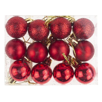 TG74324-4 KUGELN KUNSTSTOFFKUGELN SET 12PCS/KPL ROT WEIHNACHTSBAUMSCHMUCK