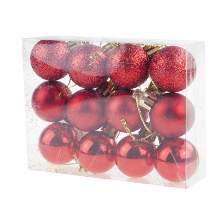 TG74324-4 KUGELN KUNSTSTOFFKUGELN SET 12PCS/KPL ROT WEIHNACHTSBAUMSCHMUCK
