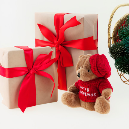 TG74796 WEIHNACHTEN TEDDYBÄR MASKOTTCHEN KUSCHELIG SCHLÜSSELANHÄNGER IN PULLOVER UND HUT