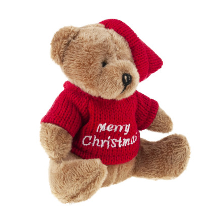 TG74796 WEIHNACHTEN TEDDYBÄR MASKOTTCHEN KUSCHELIG SCHLÜSSELANHÄNGER IN PULLOVER UND HUT