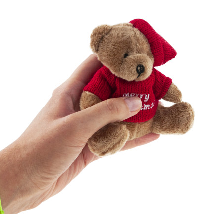 TG74796 WEIHNACHTEN TEDDYBÄR MASKOTTCHEN KUSCHELIG SCHLÜSSELANHÄNGER IN PULLOVER UND HUT