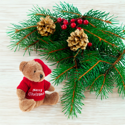 TG74796 WEIHNACHTEN TEDDYBÄR MASKOTTCHEN KUSCHELIG SCHLÜSSELANHÄNGER IN PULLOVER UND HUT