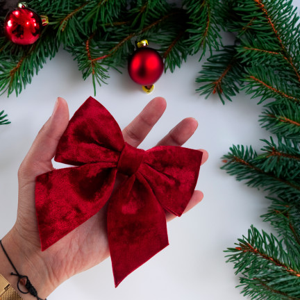 TG75789 VELKÉ VELUROVÉ ČERVENÉ MAŠLE NA VÁNOČNÍ STROMEK PRO VÁNOČNÍ DEKORACE