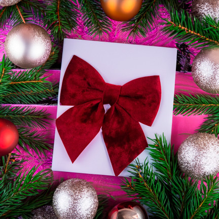 TG75789 VELKÉ VELUROVÉ ČERVENÉ MAŠLE NA VÁNOČNÍ STROMEK PRO VÁNOČNÍ DEKORACE