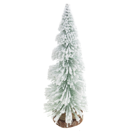 TG75845 Metal and Wood Christmas Tree with a Brushed, Snow-Covered Wire Finish