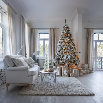 TG75845 Metal and Wood Christmas Tree with a Brushed, Snow-Covered Wire Finish