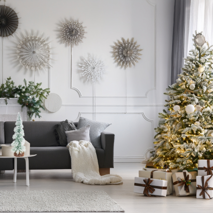 TG75845 Metal and Wood Christmas Tree with a Brushed, Snow-Covered Wire Finish