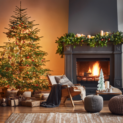 TG75845 Metal and Wood Christmas Tree with a Brushed, Snow-Covered Wire Finish