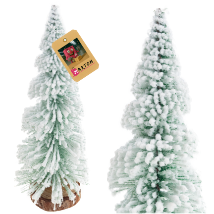 TG75845 Metal and Wood Christmas Tree with a Brushed, Snow-Covered Wire Finish