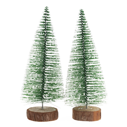 TG75848 Christmas tree decoration, wood and brushed metal, 2 pcs/set