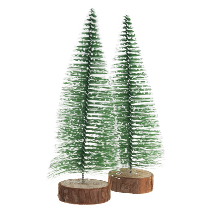 TG75848 Christmas tree decoration, wood and brushed metal, 2 pcs/set