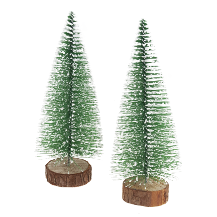 TG75848 Christmas tree decoration, wood and brushed metal, 2 pcs/set