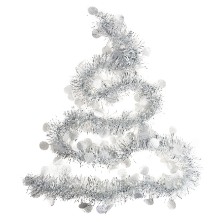 TG76142-1 VÁNOČNÍ STROMEK ŘETĚZ VÁNOČNÍ GIRLANDA STŘÍBRNÁ S ORNAMENTY
