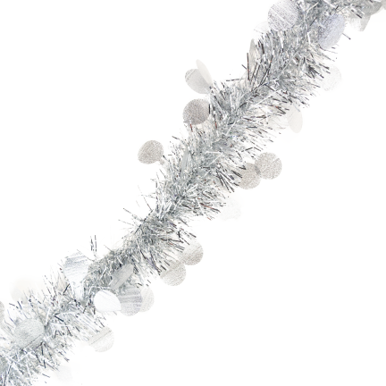TG76142-1 VÁNOČNÍ STROMEK ŘETĚZ VÁNOČNÍ GIRLANDA STŘÍBRNÁ S ORNAMENTY