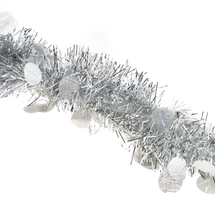TG76142-1 VÁNOČNÍ STROMEK ŘETĚZ VÁNOČNÍ GIRLANDA STŘÍBRNÁ S ORNAMENTY