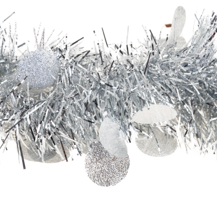 TG76142-1 VÁNOČNÍ STROMEK ŘETĚZ VÁNOČNÍ GIRLANDA STŘÍBRNÁ S ORNAMENTY
