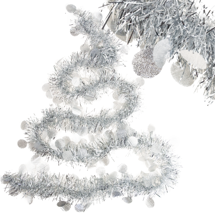 TG76142-1 VÁNOČNÍ STROMEK ŘETĚZ VÁNOČNÍ GIRLANDA STŘÍBRNÁ S ORNAMENTY