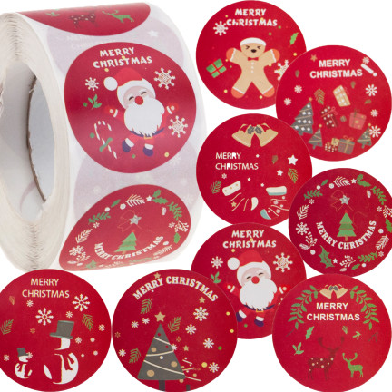 TG76363 weihnachtliches Geschenkpapier Geschenkanhänger Weihnachten dekorative Rolle 500 Stück rund