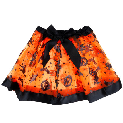 Převlek čarodějnice, kostým čarodějnice, oranžovo-černý, pro dívky, na halloweenský ples, sada