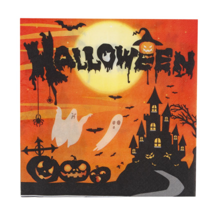 TG76537 HALLOWEEN SERVIETTEN 10PCS PARTY PAPIER ORANGE GESPENSTER