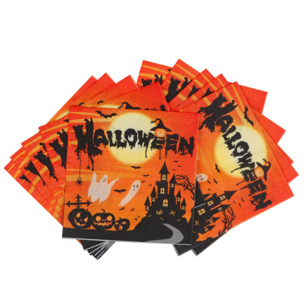 TG76537 HALLOWEEN SERVIETTEN 10PCS PARTY PAPIER ORANGE GESPENSTER