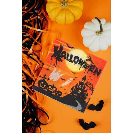TG76537 HALLOWEEN SERVIETTEN 10PCS PARTY PAPIER ORANGE GESPENSTER