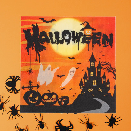 TG76537 HALLOWEEN SERVIETTEN 10PCS PARTY PAPIER ORANGE GESPENSTER