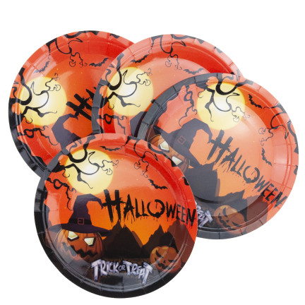 TG76538 HALLOWEEN TELLER KLEINE TELLER 10PCS WEGWERFPAPIER KÜRBISSE GRUSELIGE PARTY