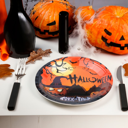 TG76538 HALLOWEEN TELLER KLEINE TELLER 10PCS WEGWERFPAPIER KÜRBISSE GRUSELIGE PARTY