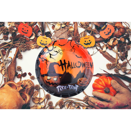TG76538 HALLOWEEN TELLER KLEINE TELLER 10PCS WEGWERFPAPIER KÜRBISSE GRUSELIGE PARTY